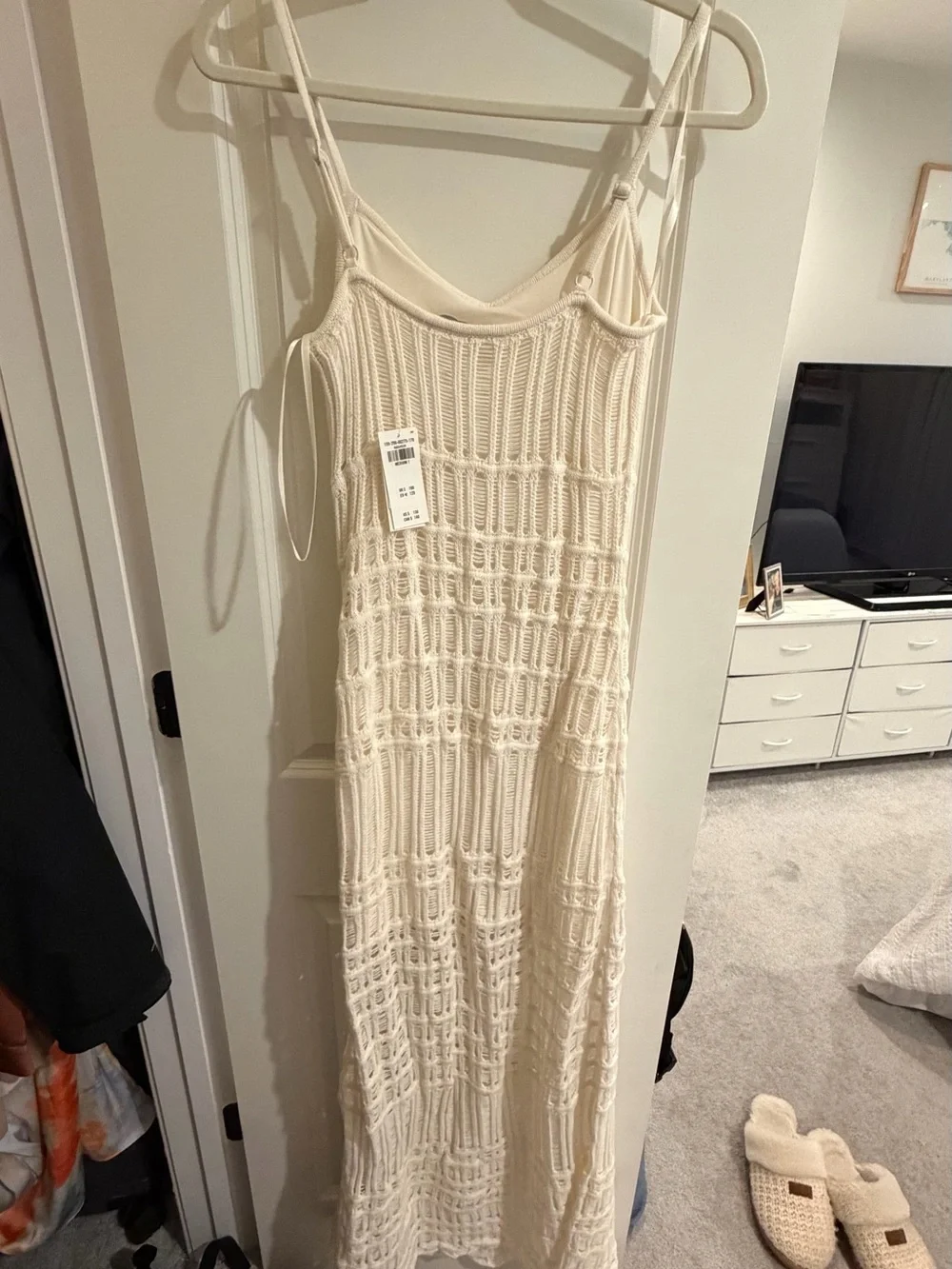 Abercrombie & Fitch Cream Crochet Maxi Dress